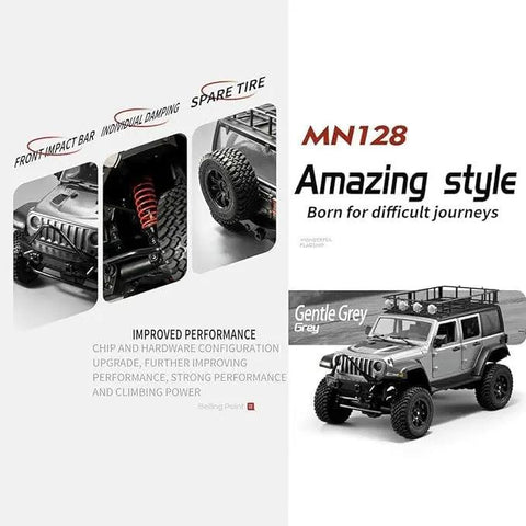 MNRC MN128 RTR 1/12 2.4G 4WD RC Crawler with LED Light - Ozzy Toys