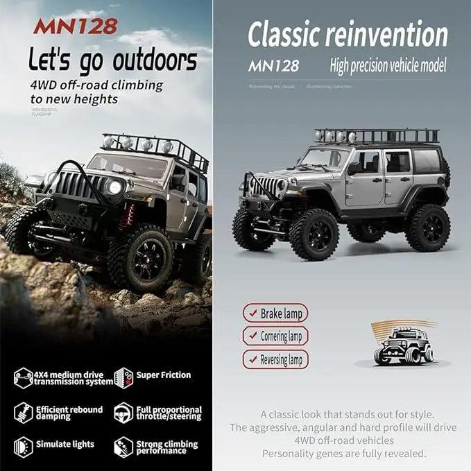 MNRC MN128 RTR 1/12 2.4G 4WD RC Crawler with LED Light - Ozzy Toys