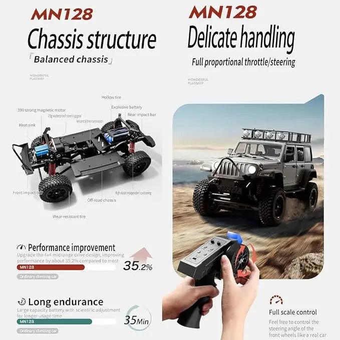 MNRC MN128 RTR 1/12 2.4G 4WD RC Crawler with LED Light - Ozzy Toys