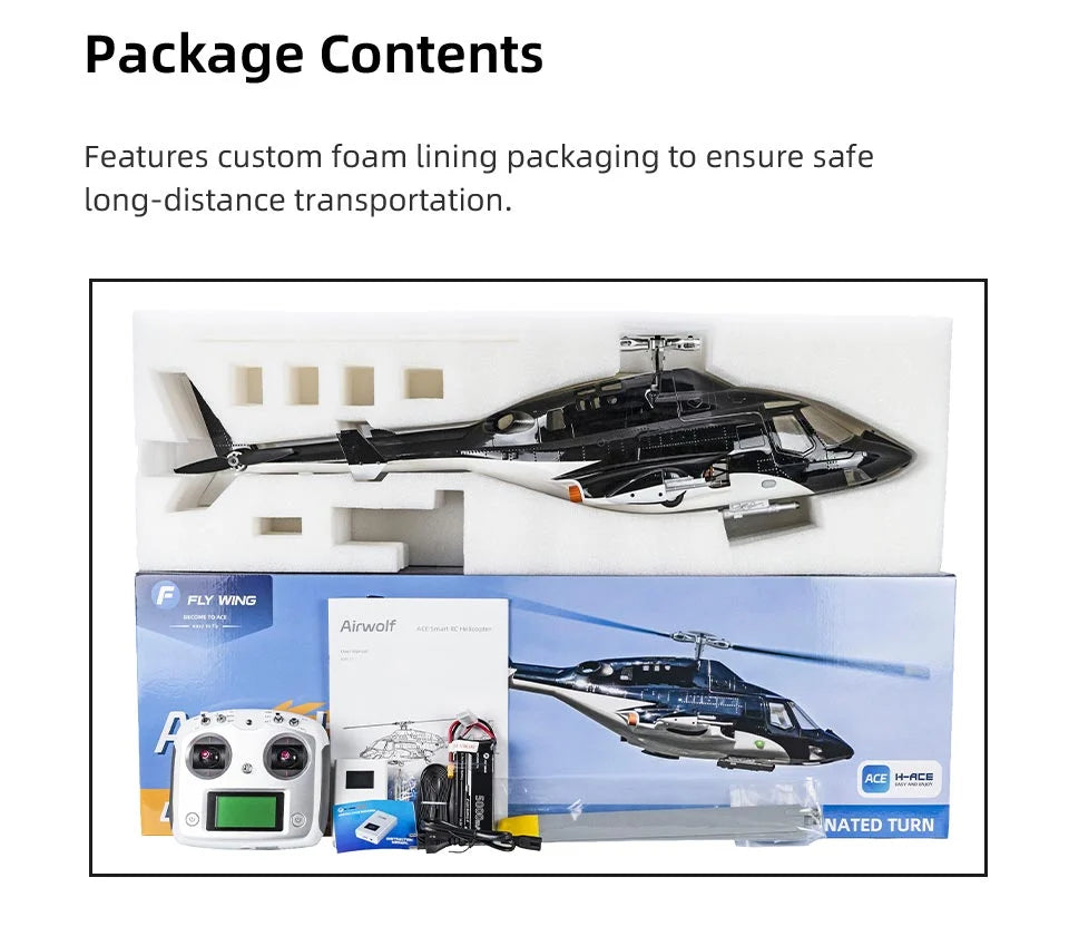 Flywing Airwolf 470 Class 2-Blade ACE GPS/ATT RC Scale Helicopter – RTF | India - Ozzy Toys