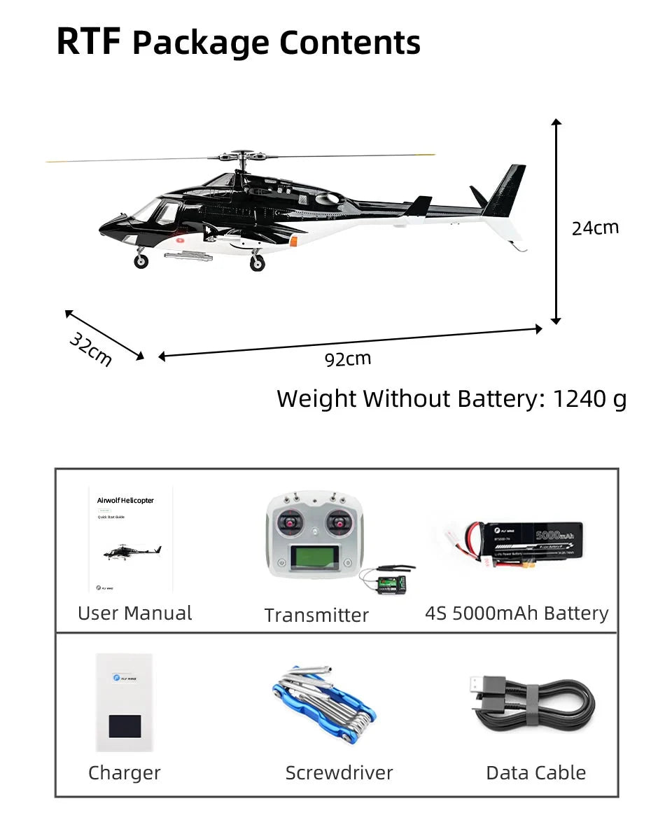 Flywing Airwolf 470 Class 2-Blade ACE GPS/ATT RC Scale Helicopter – RTF | India - Ozzy Toys