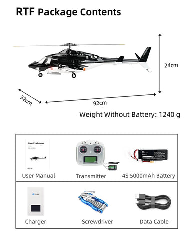 Flywing Airwolf 470 Class 2-Blade ACE GPS/ATT RC Scale Helicopter – RTF | India