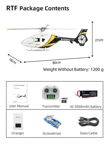 FLY WING EC-135 Black & White 470L 4-Blade ACE GPS/ATT RC Scale Helicopter – RTF | India