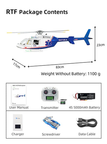 FLY WING Bell-407 470L 4-Blade ACE GPS/ATT RC Scale Helicopter – RTF | India