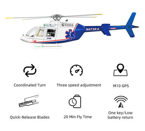 FLY WING Bell-407 470L 4-Blade ACE GPS/ATT RC Scale Helicopter – RTF | India