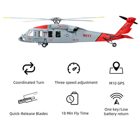 FLY WING MH-60R Seahawk UH-60 470L 4-Blade ACE GPS/ATT RC Scale Helicopter – RTF| India