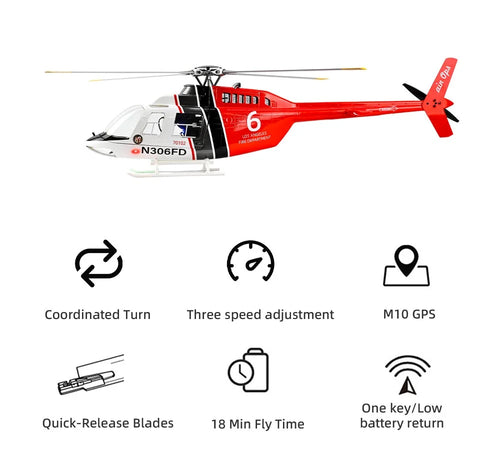 FLY  WING Bell-206 470L 4-Blade ACE GPS/ATT RC Scale Helicopter – RTF | India
