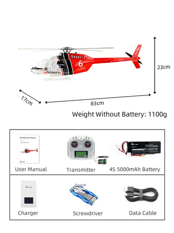 FLY  WING Bell-206 470L 4-Blade ACE GPS/ATT RC Scale Helicopter – RTF | India