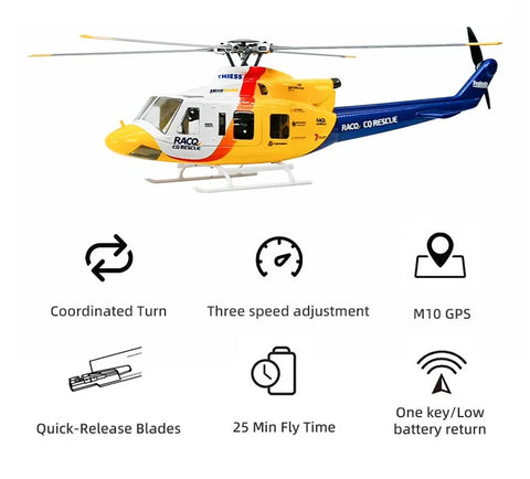 FLY WING Bell-412 470L 4-Blade ACE GPS/ATT RC Scale Helicopter – RTF | India