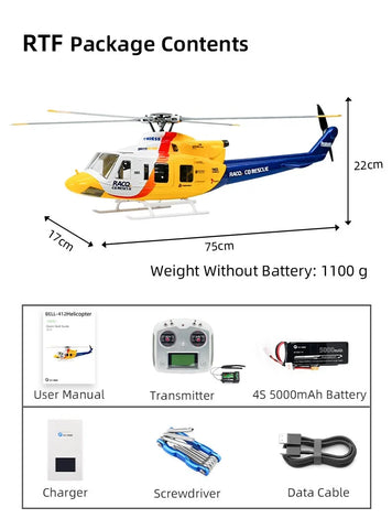 FLY WING Bell-412 470L 4-Blade ACE GPS/ATT RC Scale Helicopter – RTF | India