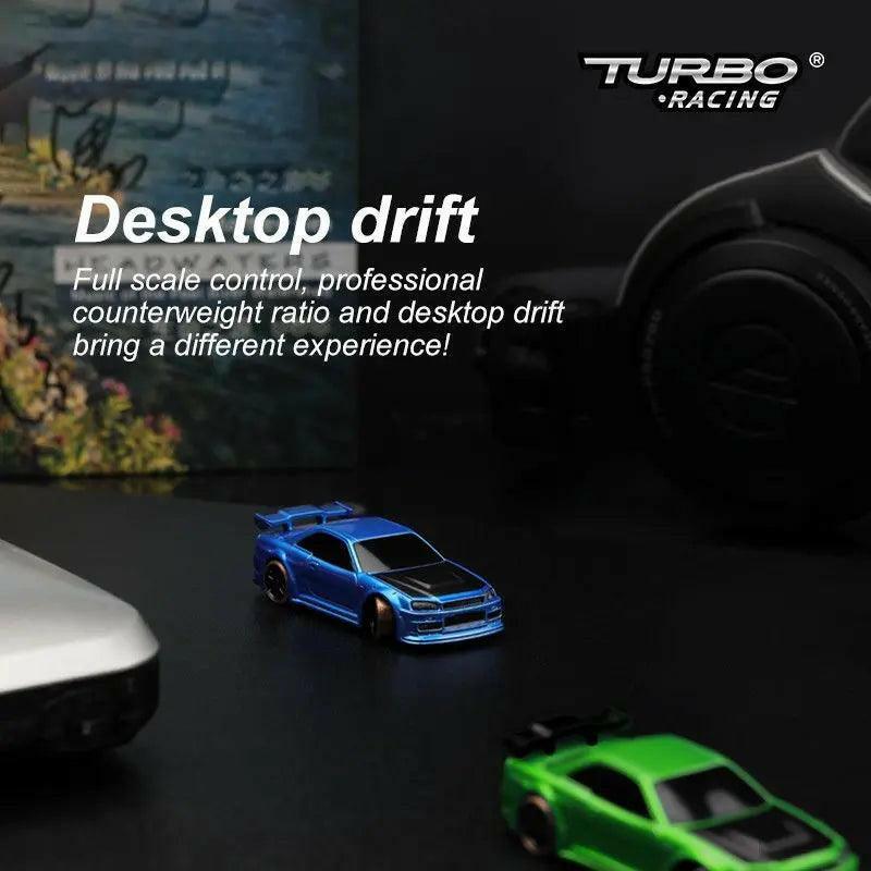 Turbo Racing C64 Desktop Drift Car(With Gyro) 1:76 RTR (Blue/Green) | India