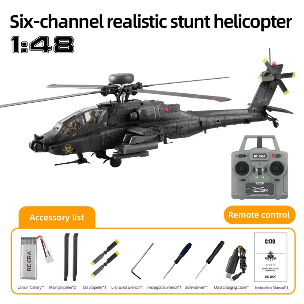 RC ERA C170 AH-64D Apache 1:48 Scale RC Helicopter – RTF | India