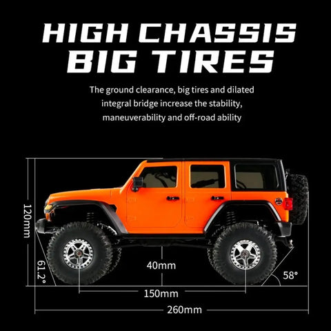 JJRC C8801 Jeep Wrangler 1/18 Scale RC Rock Crawler 4WD off-road climbing truck | India - Ozzy Toys