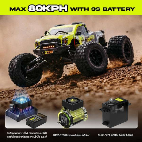 Rlaarlo Metal MINI 1:10 Scale RTR Brushless Monster Truck| INDIA
