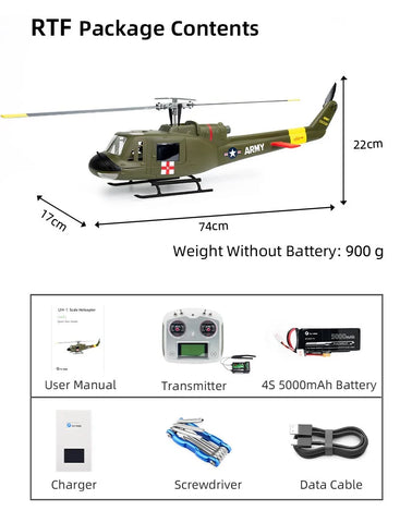 Fly Wing UH-1 Huey 470L 2-Blade ACE GPS/ATT RC Scale Helicopter (RTF) | India