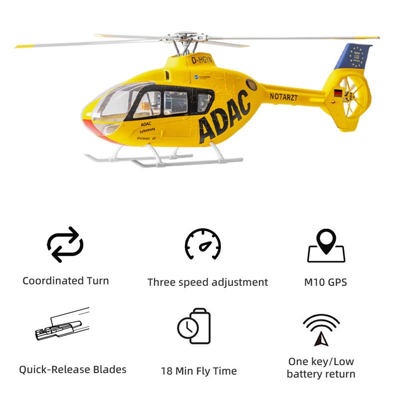 Flywing EC-135 470L 4-Blade ACE GPS/ATT RC Scale Helicopter (RTF) | INDIA - Ozzy Toys