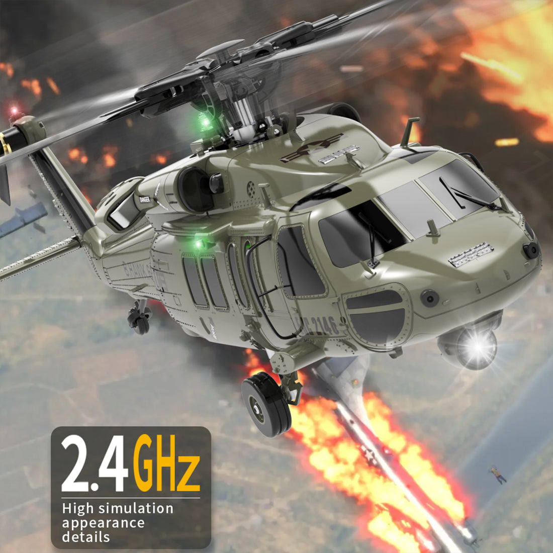 YUXIANG YXZNRC F09 RC Military Helicopter 1/47 2.4G 6CH Brushless RTF | India - Ozzy Toys