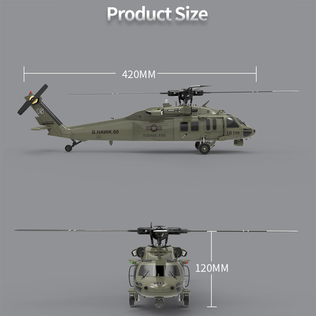 YUXIANG YXZNRC F09 RC Military Helicopter 1/47 2.4G 6CH Brushless RTF | India - Ozzy Toys