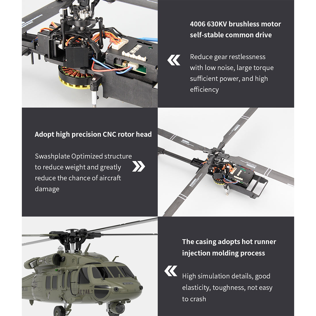 YUXIANG YXZNRC F09 RC Military Helicopter 1/47 2.4G 6CH Brushless RTF | India - Ozzy Toys
