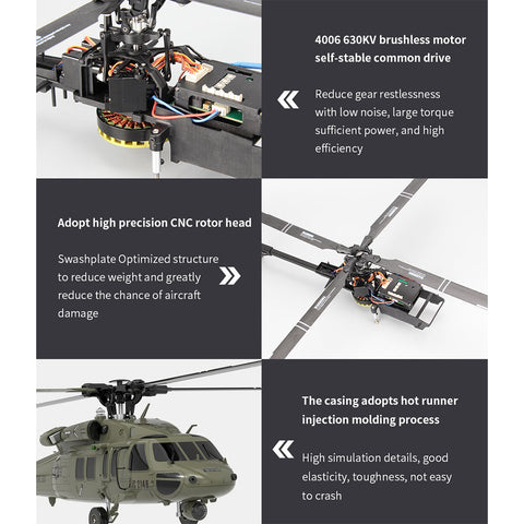 YUXIANG YXZNRC F09 RC Military Helicopter 1/47 2.4G 6CH Brushless RTF | India - Ozzy Toys